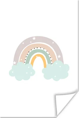 Produktbild von MuchoWow® Poster Regenbogen - Sterne - Punkte - Wolken - Kinder 60x90 cm - Wanddekoration