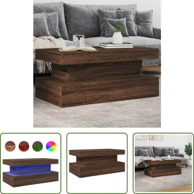 Obrázok produktu pre The Living Store Konferenčný stolík s LED osvetlením Hnedý dubový vzhľad 90x50x40 cm