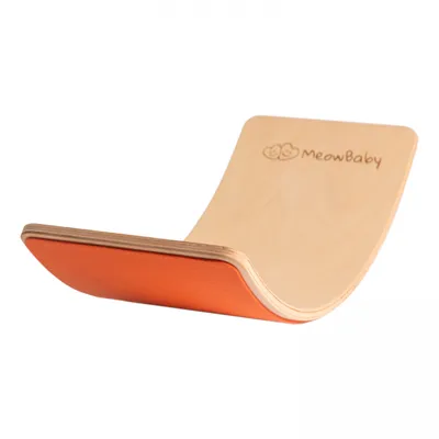 Produktbild von MeowBaby Balance Board für Kinder – Balancierbrett aus Holz mit Filz Unterseite, Farbe:Orange