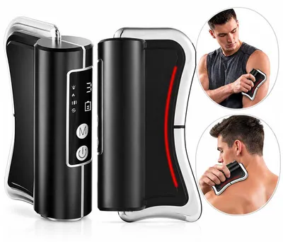 Produktbild von Elektrisches Gua-Sha Massagegerät, Rückenmassagegerät, Wärme, Vibration, Rot- und Violettlicht, 3 Stufen für Gesicht & Hals, Schmerzlinderung