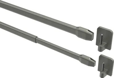 Produktbild von Interdeco Vitragestangen mit Klebehaken / ausziehbare Scheibenstangen Silbergrau, Typ Geno, 30-50 cm, Pack. 2 Stück