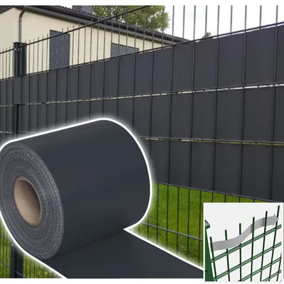 Image de Bandes de protection visuelle Clôture Film opaque Épais PVC Double face Peu réfléchissant Protection solaire Film de protection visuelle 35m x 19cm Anthracite