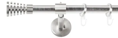 Produktbild von SN Deco Gardinenstange Gap, 19 mm, 1-läufig, Stahl, Komplett-Set mit Ringen, geschlossener Träger, 150 cm, edelstahl optik