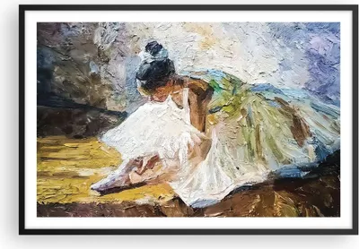 Produktbild von Gerahmtes Poster - Schwarzer Rahmen - Ballerina Mädchen Öl - 91,5x61 cm - Wand Bild - Wanddeko - Wandbilder - Kunstposter - Wandposter - Bilderrahmen - Bilder - Kunstdruck - P2BAA91x61-4756