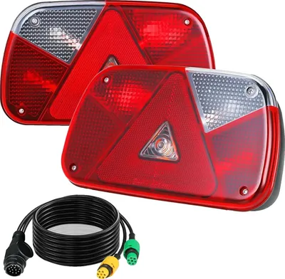 Obrázok produktu pre Sada osvetlenia prívesu, napätie 12 V DC, dĺžka kábla 5,5 m, 13-pinová zástrčka, 2 x 6-pinový bajonetový konektor, 7 funkcií