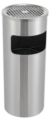 Image de Cendrier sur pied, acier inoxydable, seau intérieur amovible, 12 l, argent