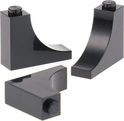 Produktbild von 3x Lego Bogenstein viertel Bogen 1x3x2 schwarz negativ rund Brücke 6154860 18653