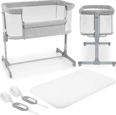Produktbild von 3-in-1 Beistellbett, Reisebett & Babybett, höhenverstellbar, ab Geburt, grau