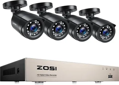 Zdjęcie produktu dla System kamer monitorujących, 8 kanałów, 1080P, 8CH DVR x 4 kamery, bez b