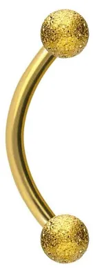 Produktbild von Bauchnabel-Piercing, Rook Piercing Chirurgenstahl Banane DIAMANTOPTIK Gold Stablänge: 10mm | Stabstärke: 1,6mm