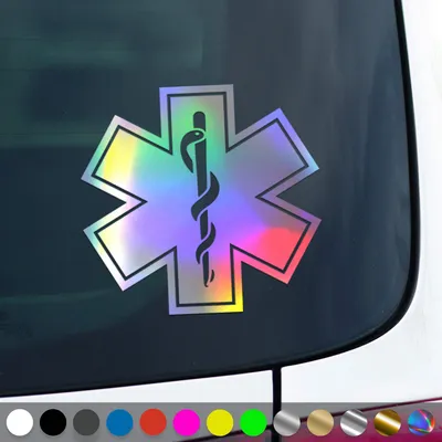 Produktbild von PantherPixel Stern des Lebens Aufkleber Star Of Life Rettungsdienst Sticker Auto Geschenkidee Farbe Oilslick-Hologramm