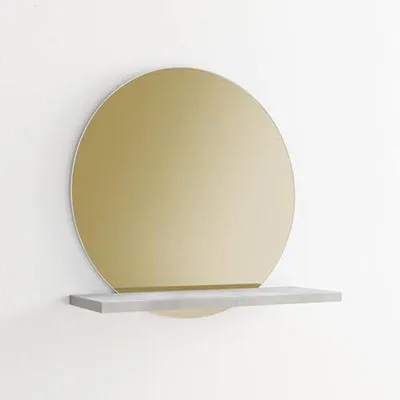 Produktbild von Runder Spiegel mit Ablage 60x60x22 cm – Sicherheitsglas, MDF, verschiedene Oberflächen