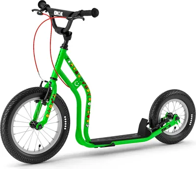 Produktbild von Yedoo Wzoom Emoji Kinder Roller Scooter Tretroller - für Kinder ab 6 Jahre, mit Luftreifen 16/12, Reflexelementen und verstellbarem Lenker Grün