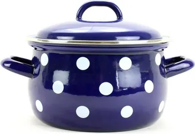 Zdjęcie produktu dla Belis/Sfinx, garnek emaliowany, biały z niebieskim akcentem, średnica 18 cm, pojemność 2,6 litra
