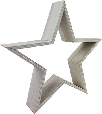Sesua Deko Holzstern 22cm weiss Weihnachtsstern Fensterdeko Tischdeko