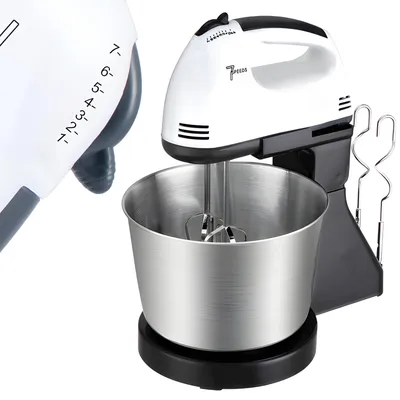 Immagine prodotto di Miscelatore a mano 450W Miscelatore con ciotola Miscelatore elettrico a cavalletto, miscelatore a mano, sbattitore per uova, 220V, 7 velocità, miscelatore a mano, pulsante turbo, miscelatore Retoo
