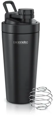 Produktbild von Arendo Protein Shaker Edelstahl, Eiweißshaker 750 ml, verschließbar, bruchfest, BPA-frei, Edelstahl, auslaufsicher, spülmaschinengeeignet, mit Tragegriff und Mixball, schwarz