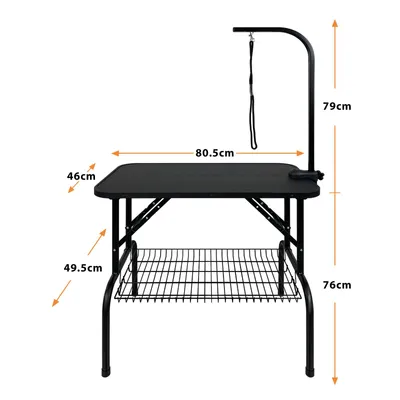 Image de TRMLBE Table de toilettage pour chiens chats Table de toilettage pour animaux réglable en hauteur Table de toilettage pour chiens avec panier inférieur & boucles Table de tonte pour animaux domestiques Table de toilettage pliable Table de toilettage pour chats, 80x50x155cm, Max 60KG