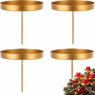 4er-Set goldene Kerzenhalter 8 cm für Blockkerzen, Adventskranz