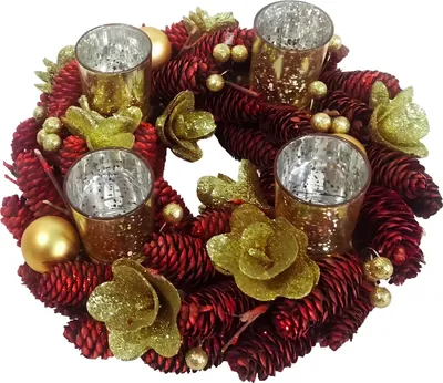 Imagen del producto de Corona de Adviento MagicHome Navidad, roja, 37x37x9 cm