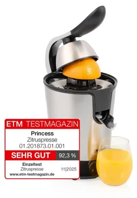 Productafbeelding van PRINCESS RVS citruspers, met 2 perskegels, inclusief filter, 100W