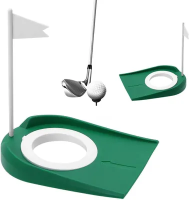 Produktbild von Golf-Putting-Übungsloch aus Kunststoff mit Flagge für drinnen und draußen – Putting-Cup – Golftraining