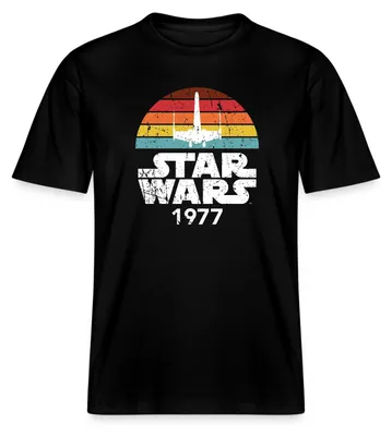 Produktbild von Star Wars Schriftzug 1977 Retro Relaxed Fit Uni T-Shirt, L, Schwarz