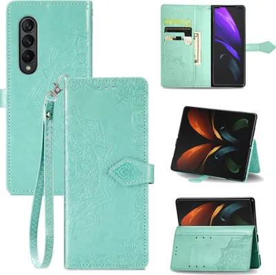 Zdjęcie produktu dla Pokrowiec König Design kompatybilny z etui na telefon Samsung Galaxy Z Fold4 5G ze skóry syntetycznej - Etui na telefon komórkowy zielone