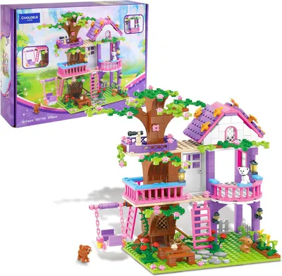 Produktbild von Baumhaus-Bausatz, 504-teiliges Wald-Baumhaus-Bausteinset mit Tieren, Geburtstagsgeschenke für Kinder, Mädchen und Jungen im Alter von 6-12 Jahren