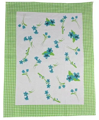 Image de Torchon, 100 % coton, imprimé « Grecja » avec des fleurs vertes