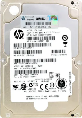 Produktbild von HPE 300GB hot-plug dual-port SAS, 300 GB, 10000 RPM, 2.5", SAS