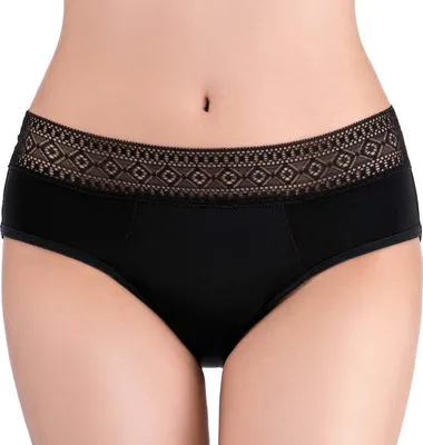 Produktbild von Menstruationshöschen mit geometrischer Spitze – XS, Schwarz