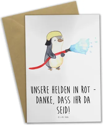 Produktbild von Mr. & Mrs. Panda firmungskarte Feuerwehrmann Helden - Weiß - Geschenk, weihnachtskarten, Engagement, osterkarten, Bedanken, genesungskarte, einladungskarten, Klappkarte