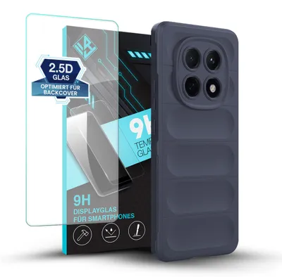 Produktbild von Handy Hülle für Xiaomi Redmi Note 15 5G mit 9H Displayglas Displayschutz Plus Grip Case Cover Schutzhülle Softgrip Farbe: Dunkelblau