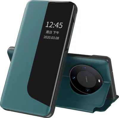 Produktbild von Hülle für Huawei Mate 60 Pro Smart View Fenster Flip Stand Cover Kunstleder Schutzhülle Grün
