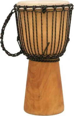 A djembe drum is shown against a white background.