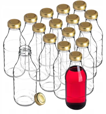 Produktbild von Kadax Glasflaschen Saft 330ml mit Schraubverschluss 16er Set