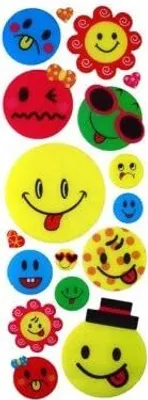 Immagine prodotto di Adesivi per cuscino -faccina sorridente- su cartoncino 35x12,5 cm circa, sorriso sorridente, 17 pezzi, in rilievo, brillantini