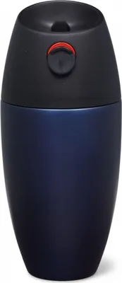 Produktbild von Premium Edelstahl-Kaffeetasse mit Vakuumisolierung – To Go – Thermobecher Reisebecher Push & Drink – 450 ml – Blau