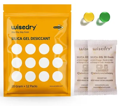 Produktbild von Wiederaufladbare Kieselgel-Trockenmittel-Packungen 20g Orange bis Grün 12 Stück