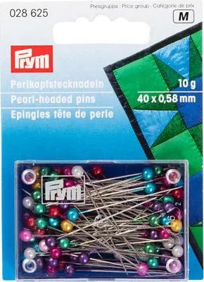 Immagine prodotto di Spilli con testa di perla, 0,58 x 40 mm, vari colori, 10 g, cartoncino