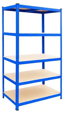 Produktbild von Relaxdays Schwerlastregal, HxBxT: 200 x 100 x 50 cm, 875 kg, 5 Ebenen, Lagerregal Keller, zum Stecken, blau/braun