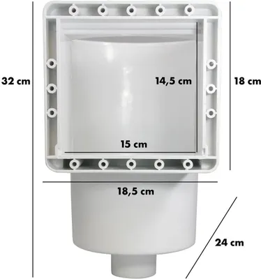 Produktbild von mediPOOL Einbauskimmer-Set für Stahlwandpools, 20x32x24 cm, 7-teilig, mit Bodensauger-Anschlussplatte, flacher Einströmdüse, Winterverschlusskappe und passend für 32 mm und 38 mm Schläuche