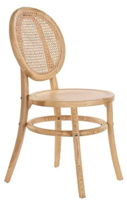 Esszimmerstuhl aus Rattan und Ulme, braun, 57x97x44 cm