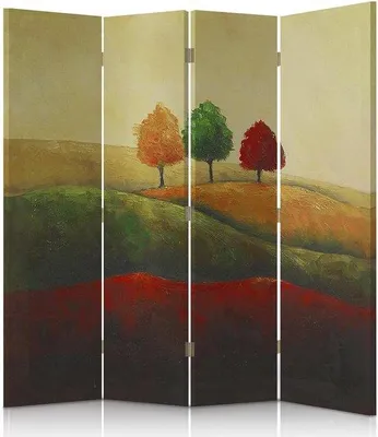 Image de Cloison en 4 panneaux - Cloison décorative - Décoration d'intérieur - Imprimée recto-verso - 145 x 150 cm - Vert