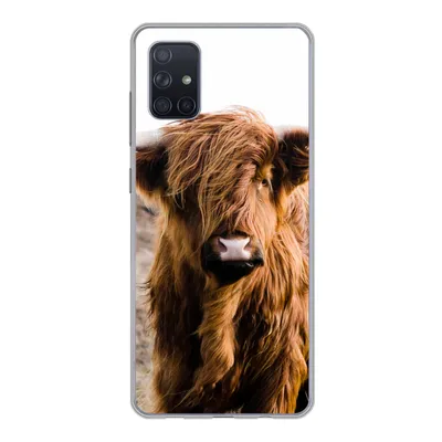 Produktbild von MuchoWow® Handyhülle Schutzhülle Hülle für Samsung Galaxy A71 Schottische Highlander - Landschaft - Kuh - Braun - Tiere - Natur Silikon Softcase Handy Hülle - Kartenbesitzer