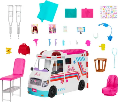 Produktbild von Mattel Barbie 2-in-1 Krankenwagen Spielset (mit Licht & Geräuschen)