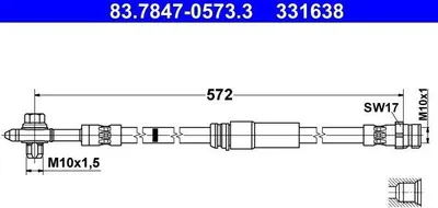Produktbild von ATE 83.7847-0573.3 Bremsschlauch Vorne für VW CADDY IV Kombi (SAB, SAJ) CADDY IV Kasten (SAA, SAH) CADDY ALLTRACK Kombi (SAB) CADDY ALLTRACK Kasten