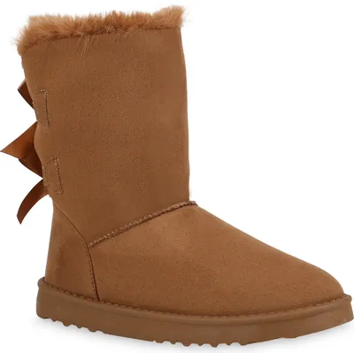 Produktbild von Mytrendshoe Damen Stiefeletten Schlupfstiefeletten Warm Gefütterte Stiefel 832724, Farbe: Hellbraun, Größe: 39