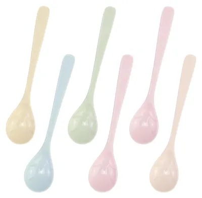 6er Set lange Plastiklöffel, bunt, unzerbrechlich, für Suppe & Dessert